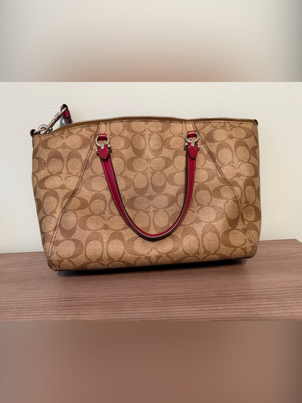 Coach Light Khaki/1941 Red Prairie Satchel in Signature Canvas - Picture 2 of 7